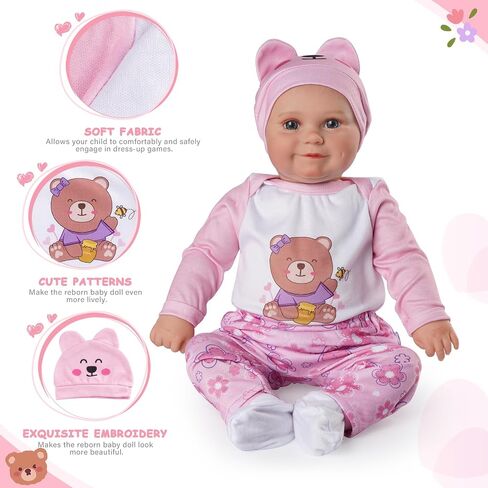 BABESIDE 4Pcs Reborn Baby Doll Clothes 20inch Giraffe Animal Outfit Accessories Set for 17-22 Inch Reborn Dolls Girls Baby Clothing with Hat, Yellow in Saudi Arabia