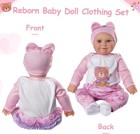 BABESIDE 4Pcs Reborn Baby Doll Clothes 20inch Giraffe Animal Outfit Accessories Set for 17-22 Inch Reborn Dolls Girls Baby Clothing with Hat, Yellow in Saudi Arabia