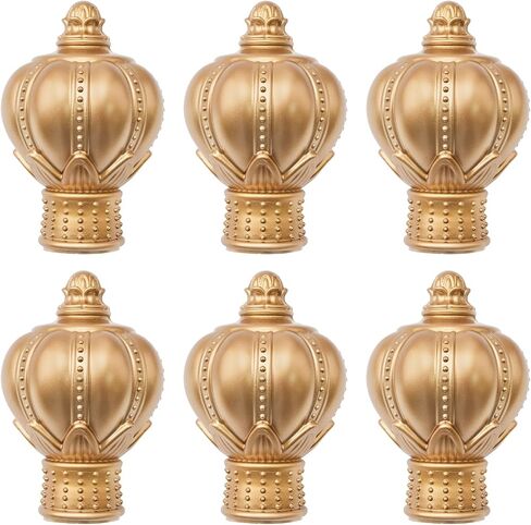 UFURMATE Curtain Finials, 6Pcs White Plastic Drapery Rail Pole Head Cap Decorative Window Curtain Rail End Curtain Rod Pole Finials Ends, Fits Dia. 28mm/1.1in Curtain Rods (Lotus Pattern) in Saudi Arabia