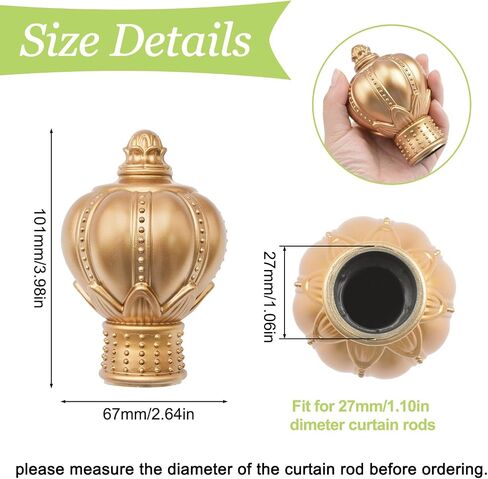 UFURMATE Curtain Finials, 6Pcs White Plastic Drapery Rail Pole Head Cap Decorative Window Curtain Rail End Curtain Rod Pole Finials Ends, Fits Dia. 28mm/1.1in Curtain Rods (Lotus Pattern) in Saudi Arabia