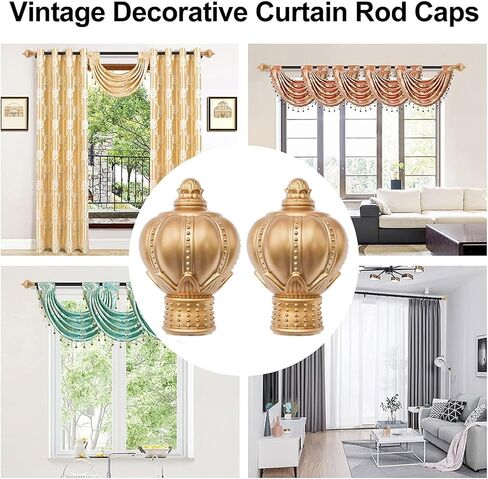 UFURMATE Curtain Finials, 6Pcs White Plastic Drapery Rail Pole Head Cap Decorative Window Curtain Rail End Curtain Rod Pole Finials Ends, Fits Dia. 28mm/1.1in Curtain Rods (Lotus Pattern) in Saudi Arabia