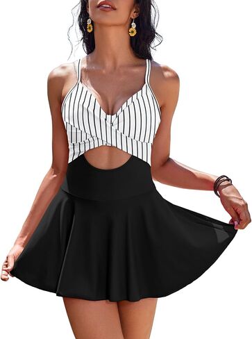 AI'MAGE Women's Swimdress One Piece Skirt Swimsuit Push Up Bathing Suits,XXL Peacock Blue in Kuwait