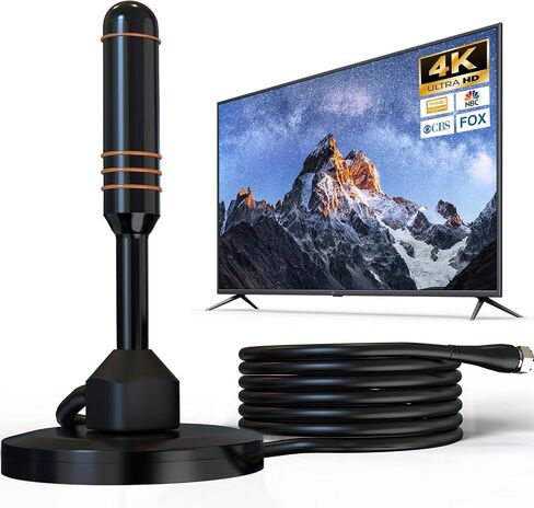 Amplified HD Digital TV Antenna 50+ Miles Range Small Portable Indoor TV Antenna Includes Magnetic Base Support Smart TV 4K 1080P Fire TV and All Older TVs for Free Local Channels in Saudi Arabia