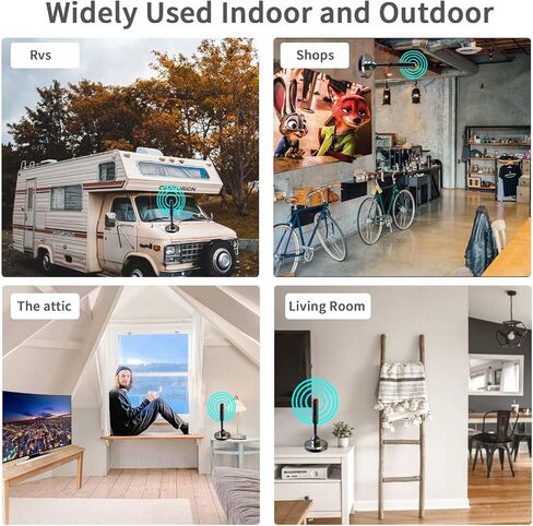 Amplified HD Digital TV Antenna 50+ Miles Range Small Portable Indoor TV Antenna Includes Magnetic Base Support Smart TV 4K 1080P Fire TV and All Older TVs for Free Local Channels in Saudi Arabia