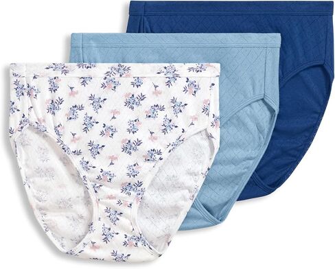 Jockey Women's Underwear Elance Breathe French Cut - 3 Pack, Blue Stardust/Stardust Tropic Bouquet/Marina Blue, 7 in Saudi Arabia