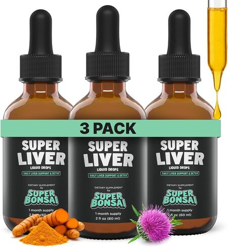 SUPERBONSAI Super Liver Support with Milk Thistle - All Natural Liver Cleanse Detox & Repair Aid - Doctor-Formulated Liver Supplement - Liquid Herbal Supplements for Liver Health - 1 Month Supply in Saudi Arabia