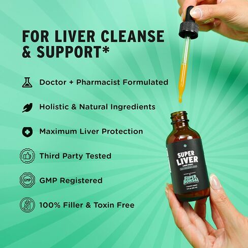 SUPERBONSAI Super Liver Support with Milk Thistle - All Natural Liver Cleanse Detox & Repair Aid - Doctor-Formulated Liver Supplement - Liquid Herbal Supplements for Liver Health - 1 Month Supply in Saudi Arabia