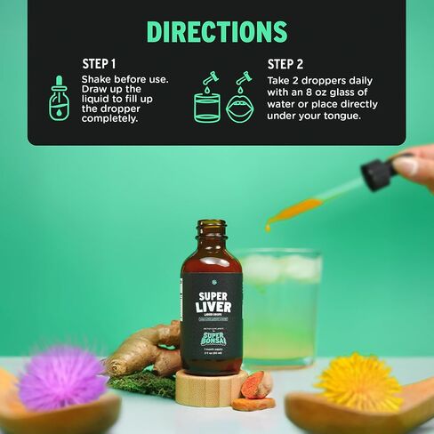 SUPERBONSAI Super Liver Support with Milk Thistle - All Natural Liver Cleanse Detox & Repair Aid - Doctor-Formulated Liver Supplement - Liquid Herbal Supplements for Liver Health - 1 Month Supply in Saudi Arabia