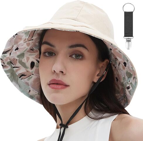vidsel Womens Sun Hats Wide Brim Reversible Bucket Cotton Hat Packable Summer Travel Cap with Hat Clip,UV Protection in Saudi Arabia