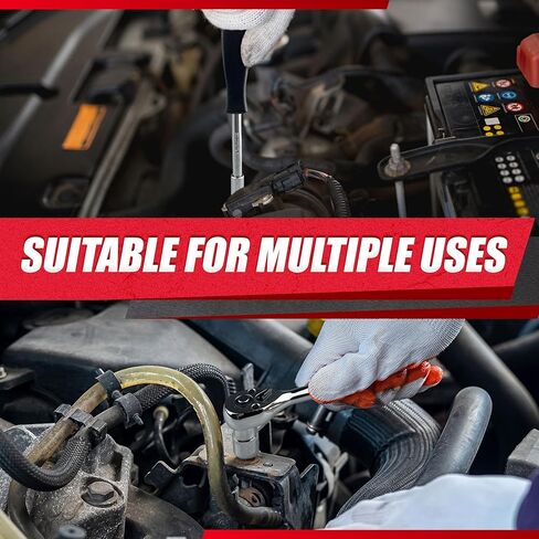 46pcs 3/8" Socket Set, Drive Impact Socket Set, SAE/Metric, Deep & Shallow, Cr-V Steel, 6 Point and 12 Point Sockets with 72-Teeth Reversible Ratchet in Kuwait