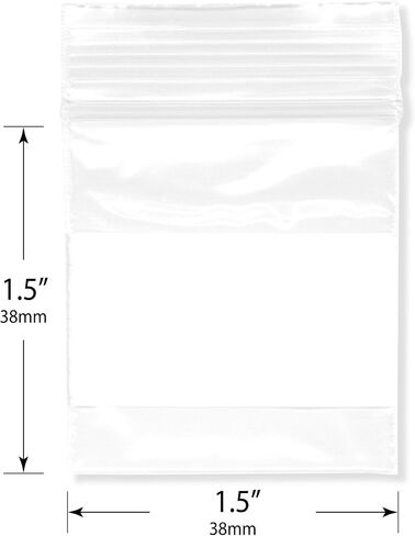 Plymor 1.5" x 1.5" (Pack of 100), 2 Mil with White-Block Zipper Reclosable Plastic Bags in Saudi Arabia