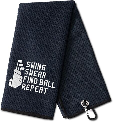 Swing Swear Look for Ball Golf Towel with Clip Golf Ball Towel for Golf Course Exercise, Golf Gift for Men, Birthday Gifts for Golf Fan, Retired Gifts for Coworker in Saudi Arabia