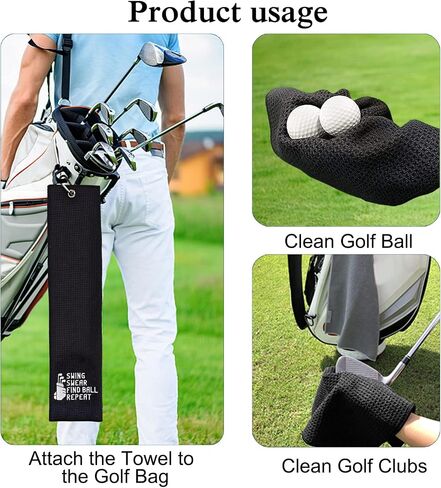 Swing Swear Look for Ball Golf Towel with Clip Golf Ball Towel for Golf Course Exercise, Golf Gift for Men, Birthday Gifts for Golf Fan, Retired Gifts for Coworker in Saudi Arabia