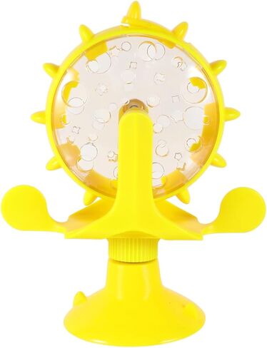 iplusmile Interactive Cat Treats Dispenser Toy, 360 Degree Rotating Windmill Toys Fun Pet Puzzle Cat Feeder Toy for Small Pets, Exercise Wheel Feeder Toy with Suction Cup, Blue in Kuwait
