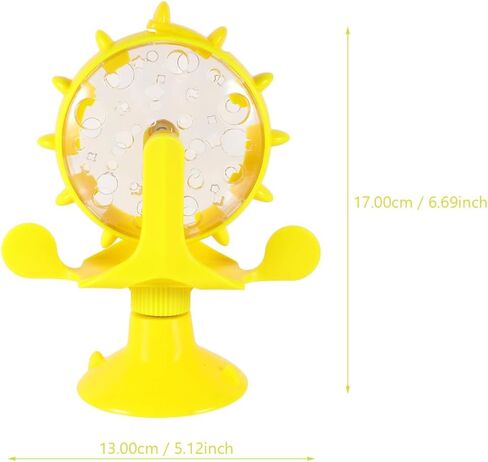 iplusmile Interactive Cat Treats Dispenser Toy, 360 Degree Rotating Windmill Toys Fun Pet Puzzle Cat Feeder Toy for Small Pets, Exercise Wheel Feeder Toy with Suction Cup, Blue in Kuwait