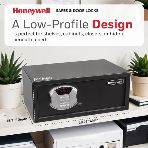 Honeywell Safes & Door Locks - Hotel Room Style Safe Box with Digital Lock - Fits 17" Laptop - LED Display Panel - Low Profile Steel Security Personal Safe for Money - 1.14 Cubic Feet - Black in Saudi Arabia
