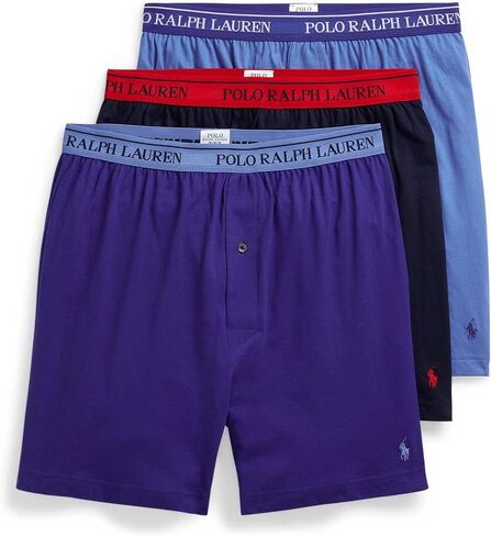 Polo Ralph Lauren Classic Fit w/Wicking 3-Pack Knit Boxers Cruise Navy/Yellowfin/Rugby Royal All Over Pony Player/Rugby Royal 2XL in Saudi Arabia