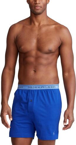 Polo Ralph Lauren Classic Fit w/Wicking 3-Pack Knit Boxers Cruise Navy/Yellowfin/Rugby Royal All Over Pony Player/Rugby Royal 2XL in Saudi Arabia