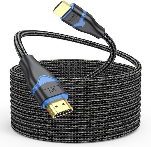 HDMI Cable 15 FT 8K, Long HDMI 2.1 Cable 15 Foot Ultra High Speed HDMI Braided Cord(48Gbps, 8K@60Hz, 4K@120Hz, 2K, eARC, HDCP 2.3, Dynamic HDR) for HDTV, PS5, SoundBar, Monitor, Projector in Saudi Arabia