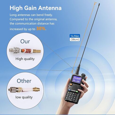 Baofeng UV-5R Dual Band Two Way Radio with Extra 1800mAh Battery and Antenna and Handheld Mic and USB Programmable Cable by Tenway in Saudi Arabia