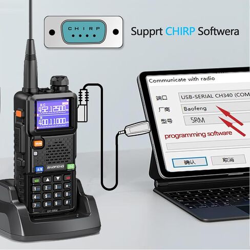 Baofeng UV-5R Dual Band Two Way Radio with Extra 1800mAh Battery and Antenna and Handheld Mic and USB Programmable Cable by Tenway in Saudi Arabia