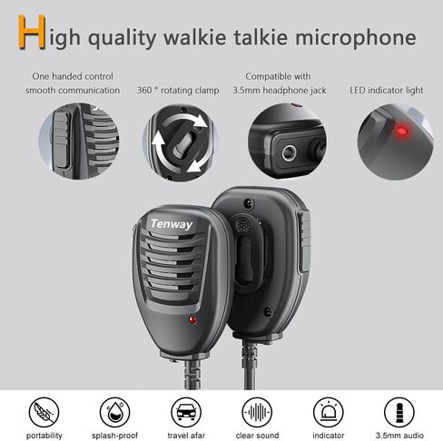 Baofeng UV-5R Dual Band Two Way Radio with Extra 1800mAh Battery and Antenna and Handheld Mic and USB Programmable Cable by Tenway in Saudi Arabia