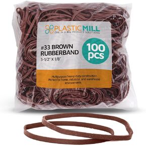 PlasticMill Rubber Bands - #33 Size - Brown Rubberbands - 100 Count. in Kuwait