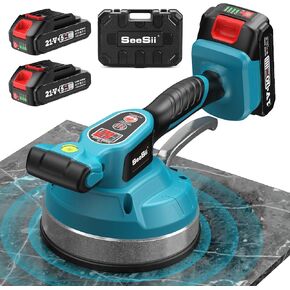 Tile Vibration Tool, Seesii Cordless Tile Vibrator Leveling Machine with2×2000mAh Batteries, 16mm Large Suction Strong Grip, 12-Speed Adjustable Tile Tools for Floor/for the Pro and DIY in Kuwait