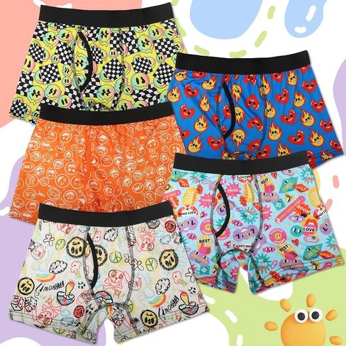 CONKEND Boys Boxer Briefs Cotton Big Boys Underwear Breathable Soft Mesh Performance Sport Boxers Briefs with Fly 5 Pack 10-12 in Saudi Arabia