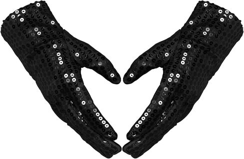 1 Pairs Silver Sequin Gloves Glitter Rhinestone Gloves Women Fashion Sparkly Sequin Dance Gloves Classic Masquerade Short Gloves Halloween Cosplay Dress up Gloves Costume Gloves for Adults in Saudi Arabia