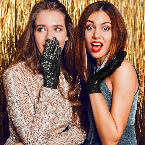 1 Pairs Silver Sequin Gloves Glitter Rhinestone Gloves Women Fashion Sparkly Sequin Dance Gloves Classic Masquerade Short Gloves Halloween Cosplay Dress up Gloves Costume Gloves for Adults in Saudi Arabia