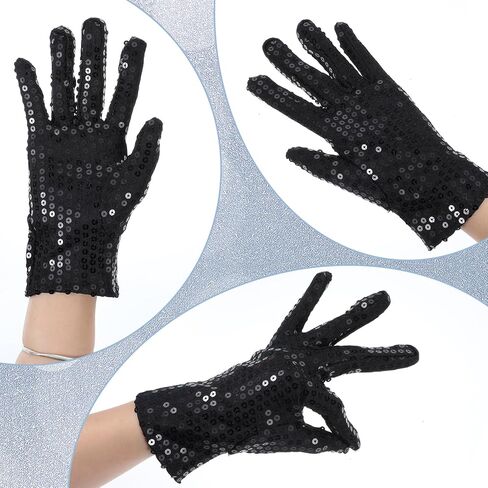1 Pairs Silver Sequin Gloves Glitter Rhinestone Gloves Women Fashion Sparkly Sequin Dance Gloves Classic Masquerade Short Gloves Halloween Cosplay Dress up Gloves Costume Gloves for Adults in Saudi Arabia
