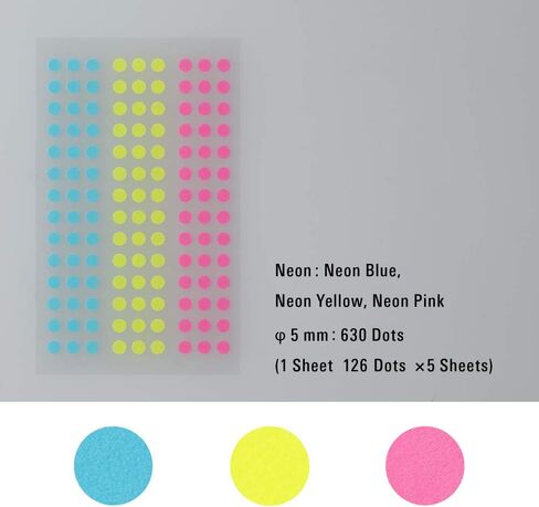 بقع شريط لاصق Stalogy S2: قطر 0.2 بوصة / 126 نقطة لكل ورقة / 5 أوراق لكل عبوة / عرض 5 مم (Shuffle Earth) in Kuwait