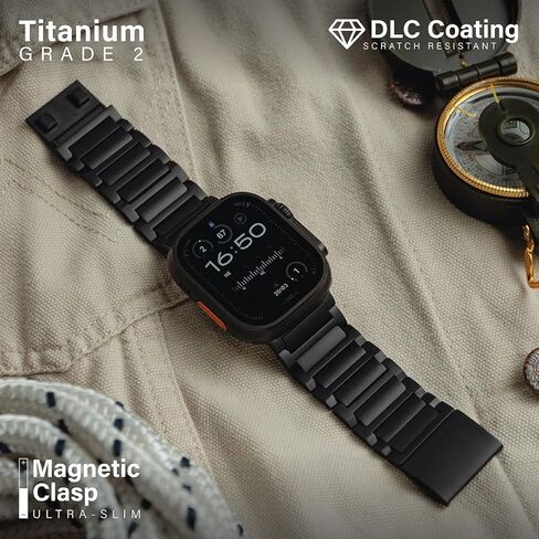 Titanium Watch Band TX Pro (Max) | Fits Apple Watch ULTRA & ULTRA 2 (49mm) | Adjustable Titanium Apple Watch Band | Magnetic Clasp or Butterfly Clasp | DLC Scratch Resistant | Premium Color Matching Band | Comfortable grip | Replacement Wristbands for iWa in Kuwait