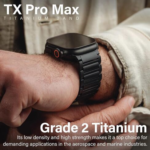 Titanium Watch Band TX Pro (Max) | Fits Apple Watch ULTRA & ULTRA 2 (49mm) | Adjustable Titanium Apple Watch Band | Magnetic Clasp or Butterfly Clasp | DLC Scratch Resistant | Premium Color Matching Band | Comfortable grip | Replacement Wristbands for iWa in Kuwait