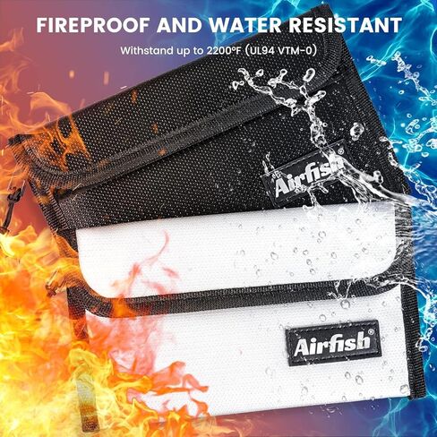 Fireproof Money Bag, 5 x 8 inches Fireproof Wallet, Waterproof Cash Bag with Zipper, Small Fireproof Cash Bag for Valuables in Kuwait