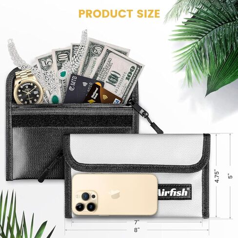Fireproof Money Bag, 5 x 8 inches Fireproof Wallet, Waterproof Cash Bag with Zipper, Small Fireproof Cash Bag for Valuables in Kuwait