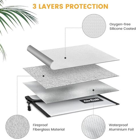 Fireproof Money Bag, 5 x 8 inches Fireproof Wallet, Waterproof Cash Bag with Zipper, Small Fireproof Cash Bag for Valuables in Kuwait