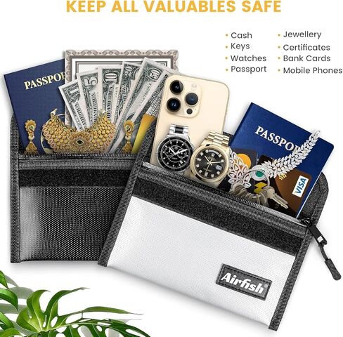 Fireproof Money Bag, 5 x 8 inches Fireproof Wallet, Waterproof Cash Bag with Zipper, Small Fireproof Cash Bag for Valuables in Kuwait