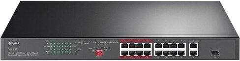 TP-Link TL-SL1218P 16 Port 10/100Mbps Fast Ethernet PoE Switch 16 PoE+ Ports @150W, w/ 2 Uplink Gigabit Ports + 1 Combo SFP Slot Extend, Priority & Isolation Mode in Saudi Arabia