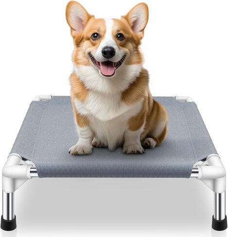 Makerfire Elevated Outdoor Dog Bed - Dog Cots beds for Small Dogs, Raised Dog Bed Waterproof, Cooling Elevated Dog Bed with Washable Cloth, Durable, Non Slip in Saudi Arabia