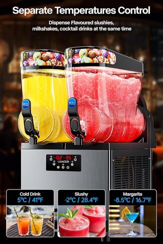 Leacco Commercial Slushie Machine, Frozen Drink Margarita Machine Smoothie Slushy Maker Stainless Steel 110V in Kuwait