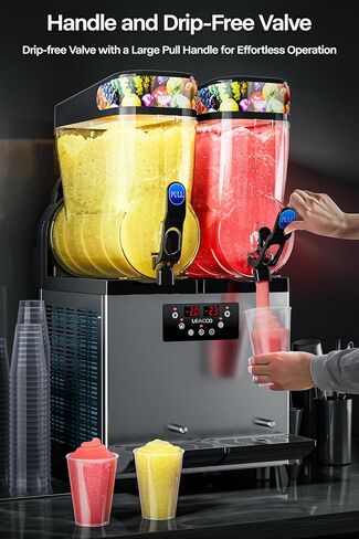 Leacco Commercial Slushie Machine, Frozen Drink Margarita Machine Smoothie Slushy Maker Stainless Steel 110V in Kuwait