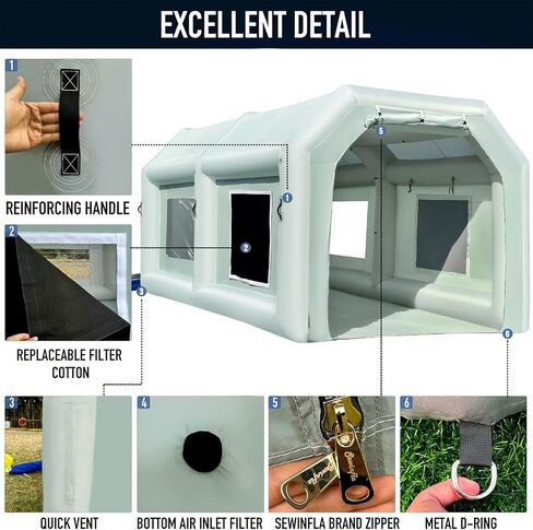Sewinfla Portable Inflatable Paint Booth Tent 10.8x8.2x7.2Ft with One Blower 550W Inflatable Spray Paint Booth with Air Filter System, Blow Up Paint Booth in Saudi Arabia