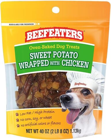 Beefeaters Dog Treats - Sweet Potato Wrapped with Chicken 4.25oz, Case of 6 | Dog Food No Corn/Wheat/Soy/Gluten | Low Fat, Grain-Free, Training & Rewards | Dog Training Treats for All Dog Sizes in Saudi Arabia