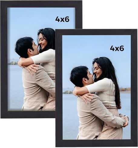 8x10 Picture Frame Set of 4, Solid Oak 8 by 10 Photo Frames with Plexiglass, Display Picture 5x7 with mat or 8x10 without mat, Tabletop or Wall Hanging Collage frame Wall Decor. in Saudi Arabia