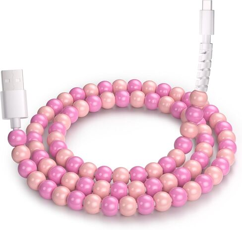 Coolden USB to USB C Cable 66W USB C Charger Cable [2M/6.6FT] Type C Charger Fast Charging Stylish & Durable Beaded Charger Cord Compatible with iPhone 16/16 Plus/16 Pro/16 Pro Max Pink in Saudi Arabia