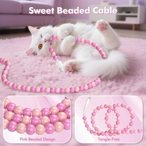Coolden USB to USB C Cable 66W USB C Charger Cable [2M/6.6FT] Type C Charger Fast Charging Stylish & Durable Beaded Charger Cord Compatible with iPhone 16/16 Plus/16 Pro/16 Pro Max Pink in Saudi Arabia