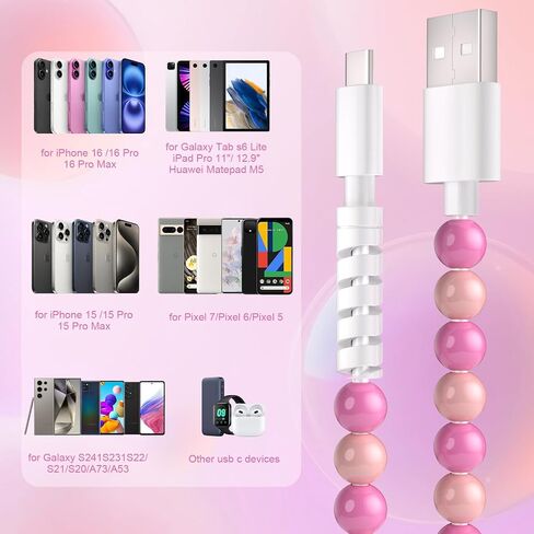 Coolden USB to USB C Cable 66W USB C Charger Cable [2M/6.6FT] Type C Charger Fast Charging Stylish & Durable Beaded Charger Cord Compatible with iPhone 16/16 Plus/16 Pro/16 Pro Max Pink in Saudi Arabia