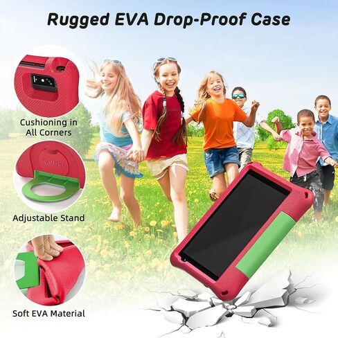 Kids Tablet Android 14 Tablet for Kids 8 Inch Octa-Core 64GB Toddler Tablet with Shockproof Case WiFi Children Learning Tablet with Parental Control, Pre-Installed KIDOZ, Yellow in Saudi Arabia